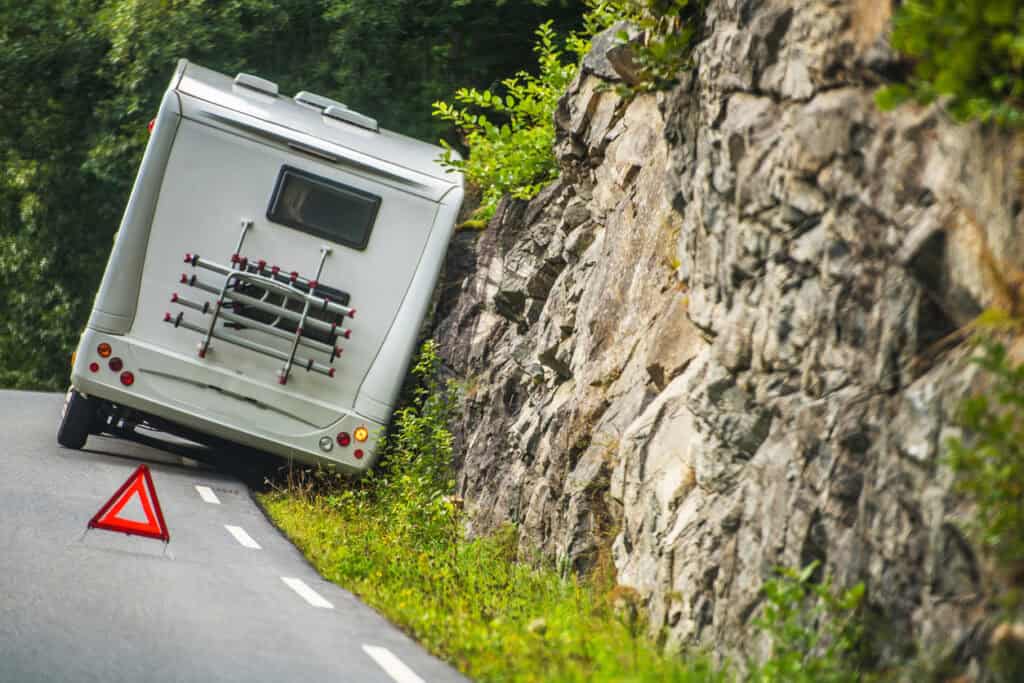 RV Camper Van Accident On The Side Of The Road