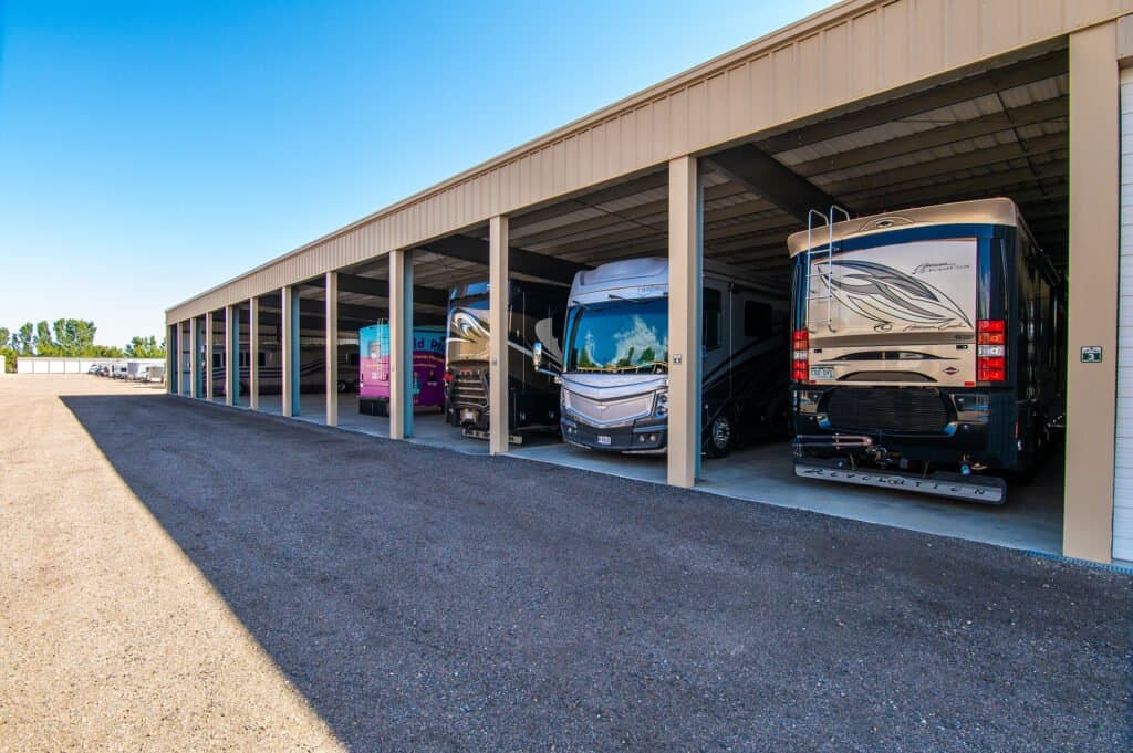 Boulder Enclosed parking aisle with RVs tucked inside