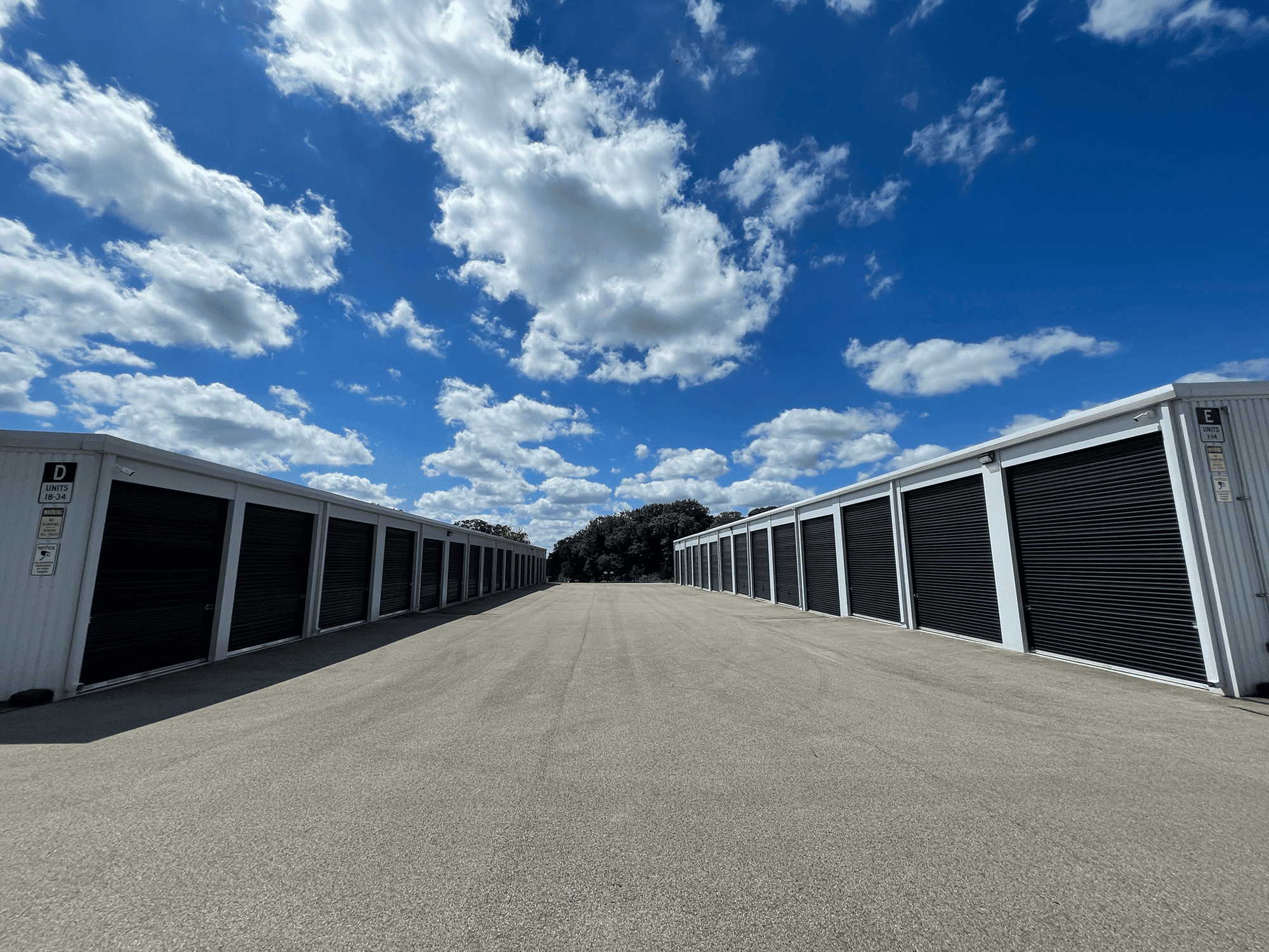 row of enclosed garages
