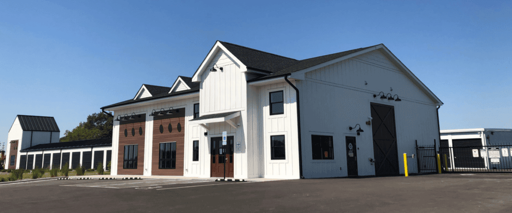 Outrig Leasing Office building with white siding at Lake County