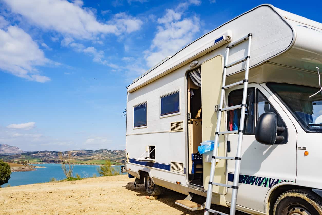 RV Repair with a beautiful view and ladder