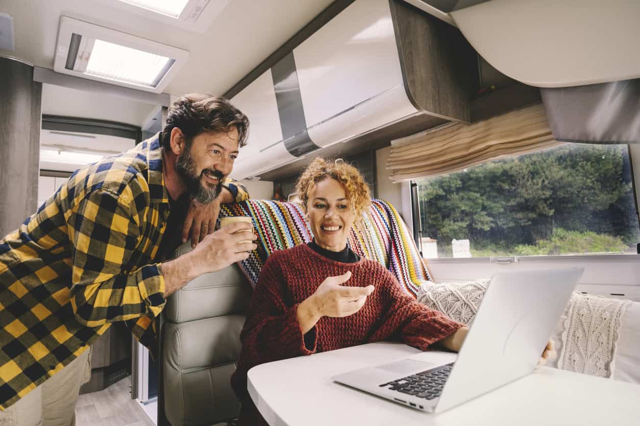 Couple Connecting To Wifi In RV