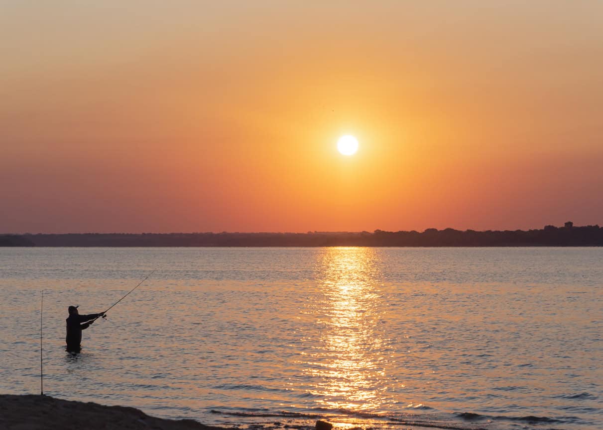 Man fishing in the Texas sunset