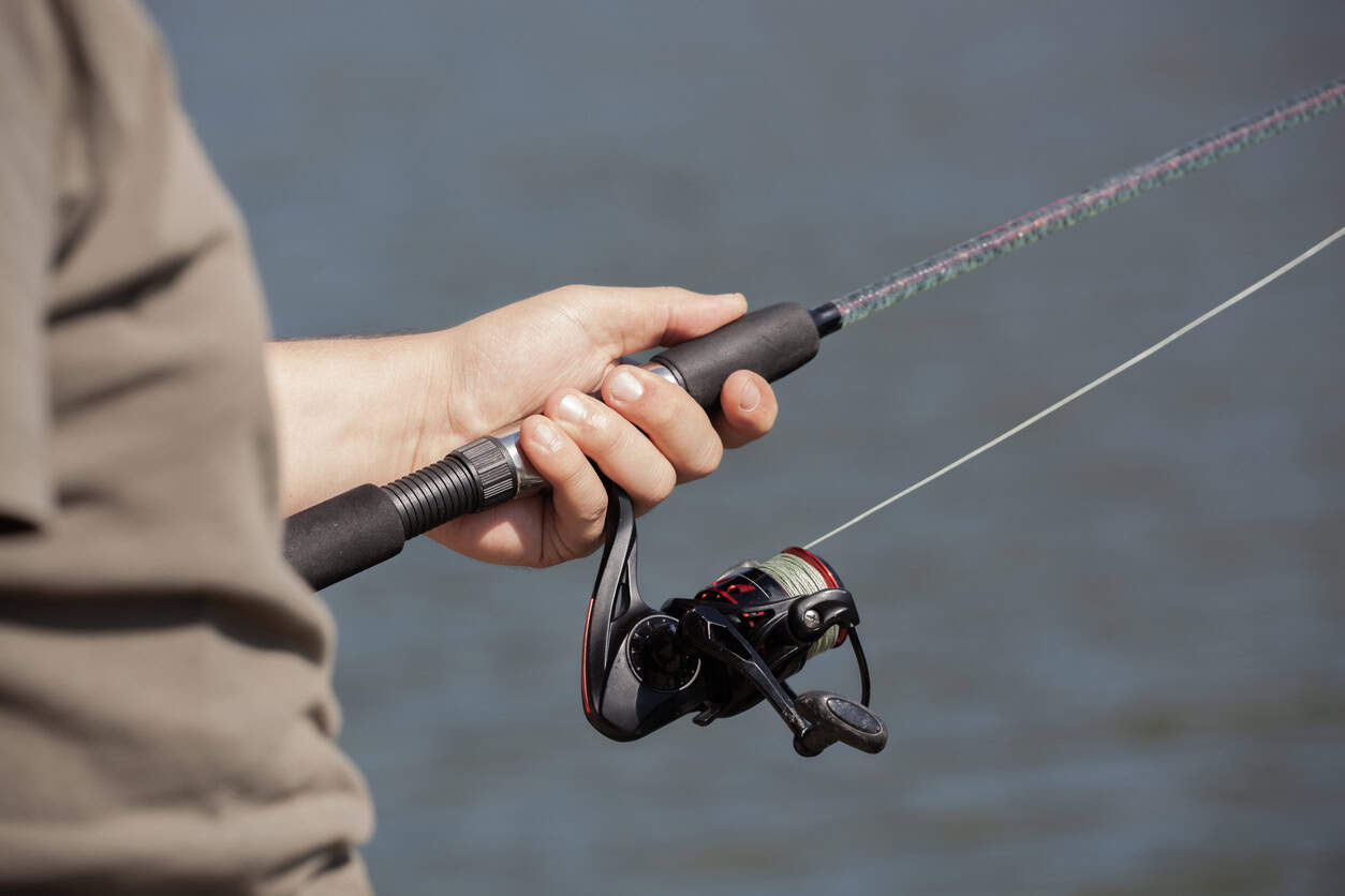 Man with fishing line