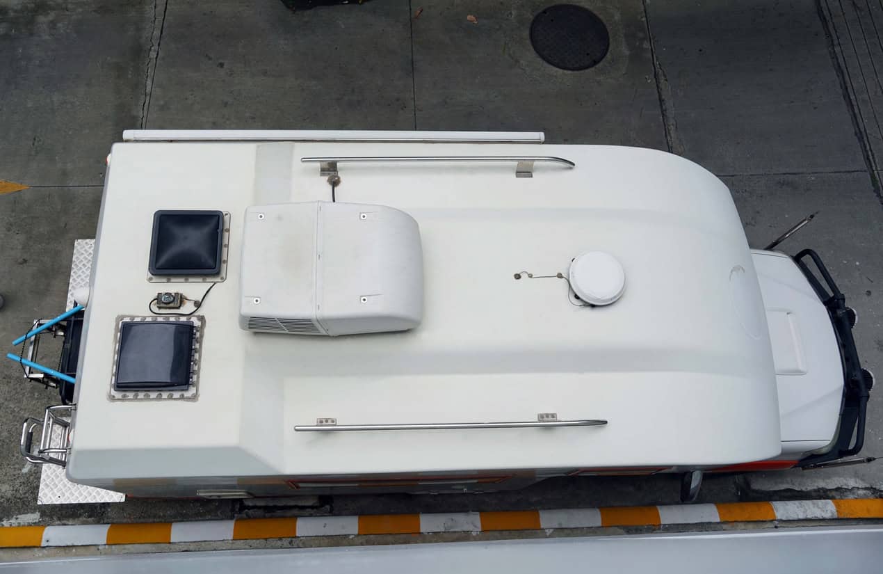 Aerial view of an RV roof