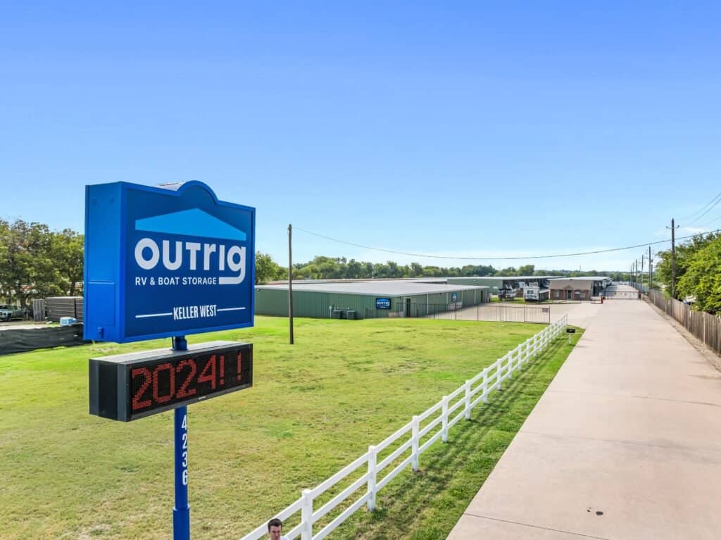 Front driveway up to an RV storage facility in Keller, Tx
