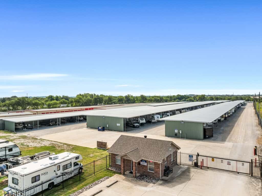 Outrig West 08252025-40-min aerial shot of rows of covered RV Storage units