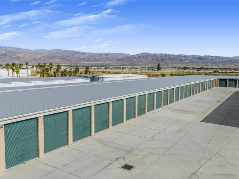 Aerial Shot of Outrig Indio Storage Facility - Closed Garage Doors